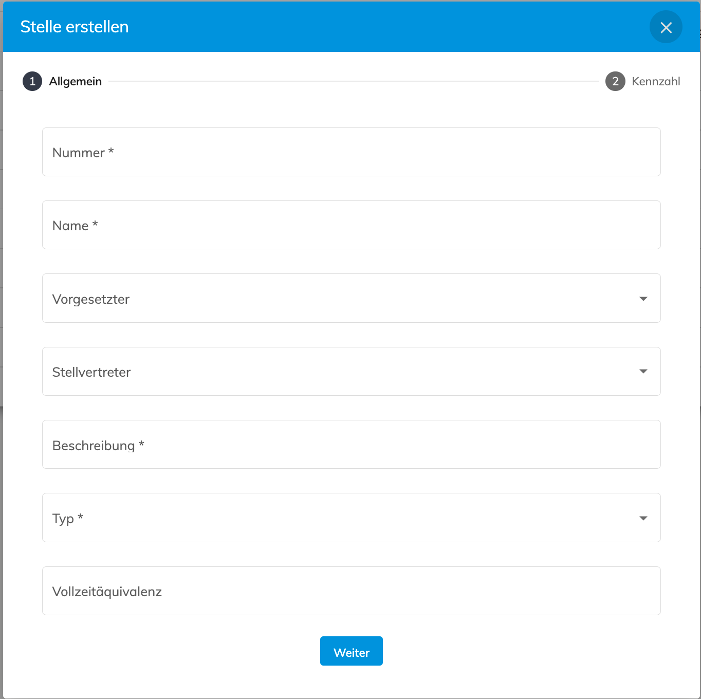 Stelle erstelen – Allgemeine Informationen