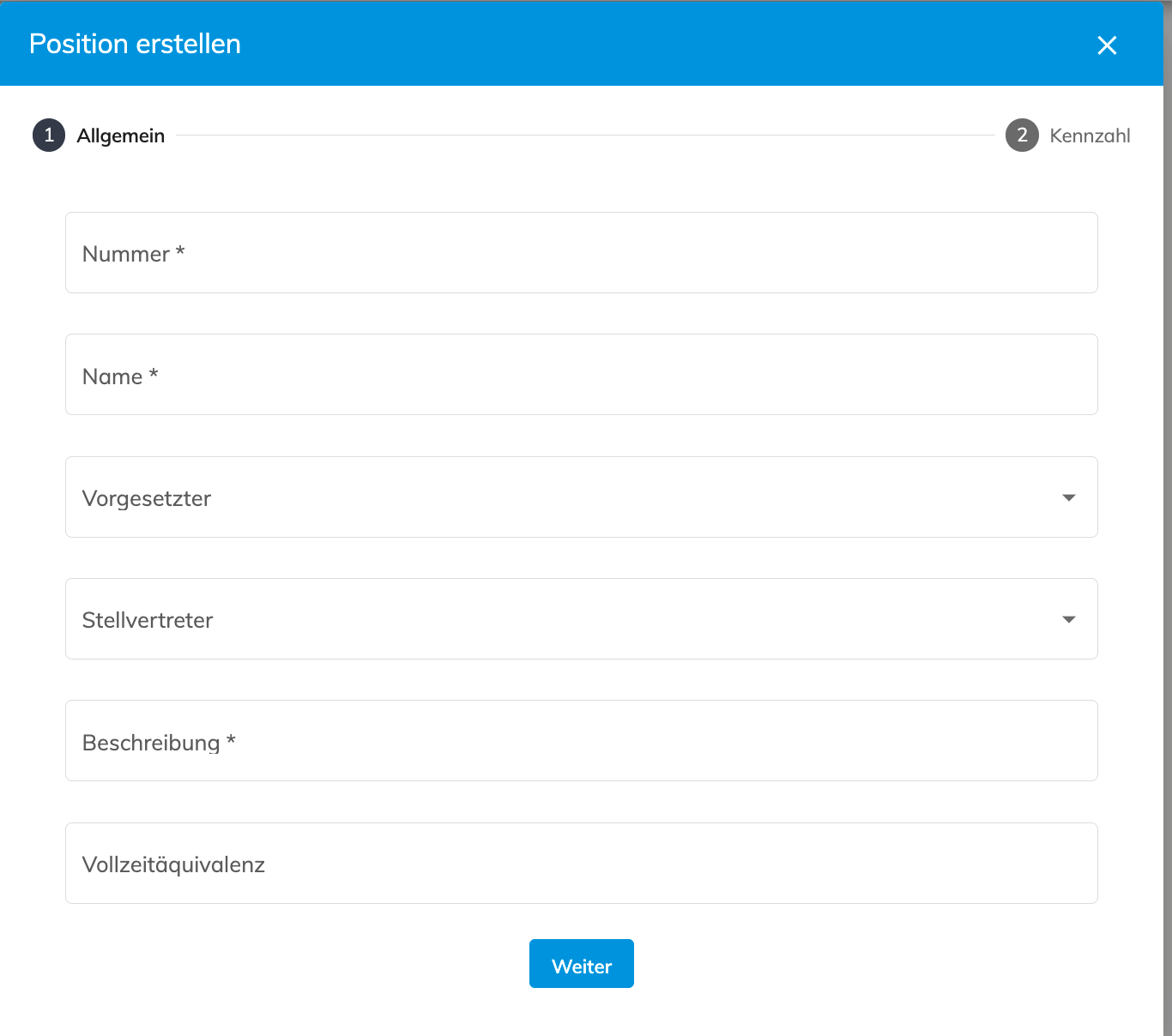 Position erstellen – Allgemeine Informationen