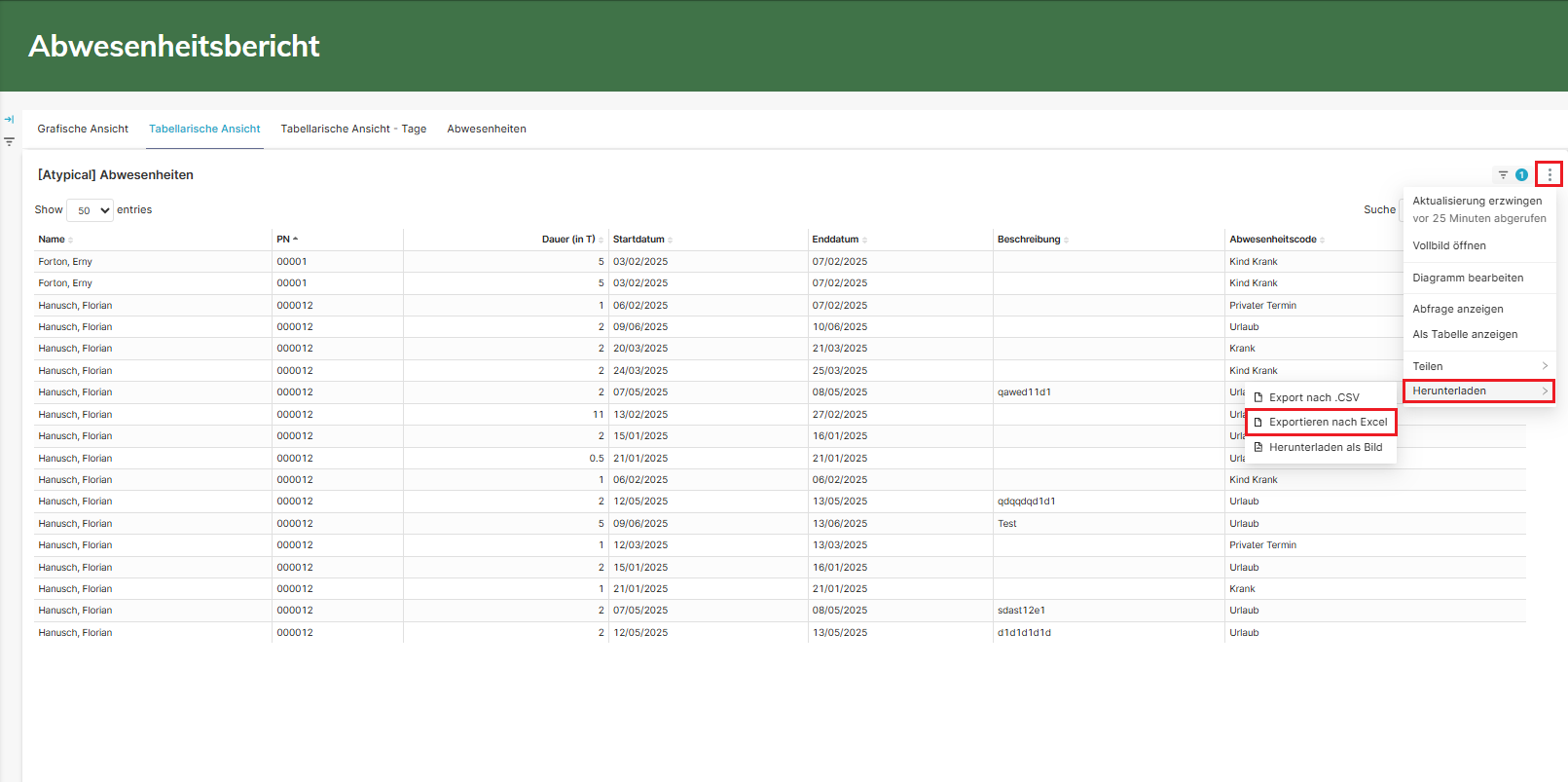 Excel-Export