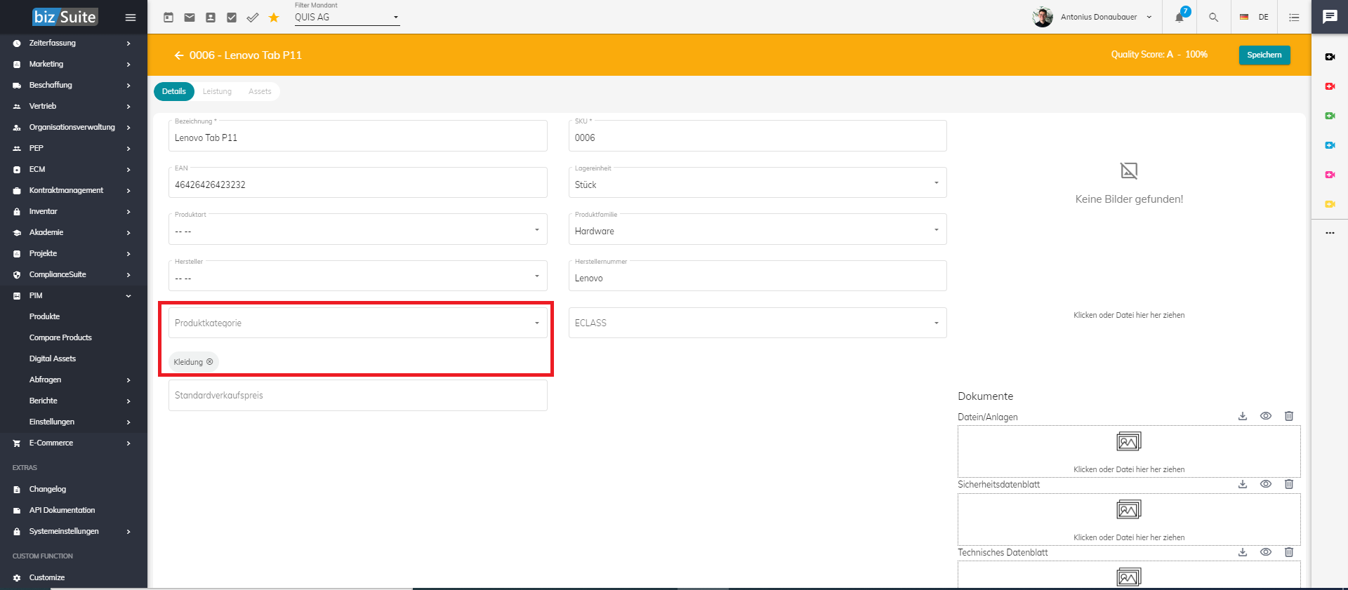 Darstellung in Produktdetails